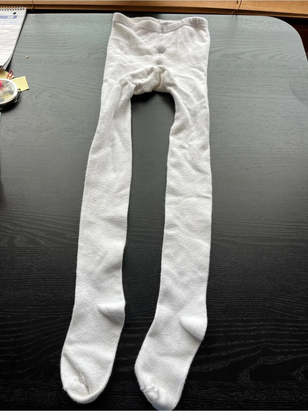 Girls White Knit Tights Size 12-14 Full Length Cozy Warm Stretch Stockings